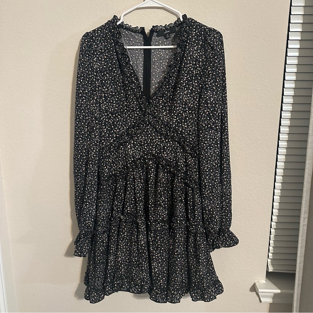 Lulu's Black and Pink Patterned Dress